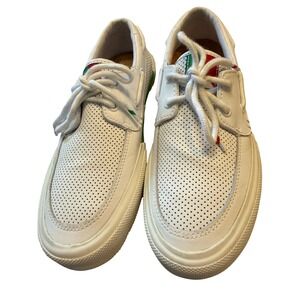 Sperry Top-Sider Mens White Perforated Leather Boat Shoe Sneaker Size 7.5